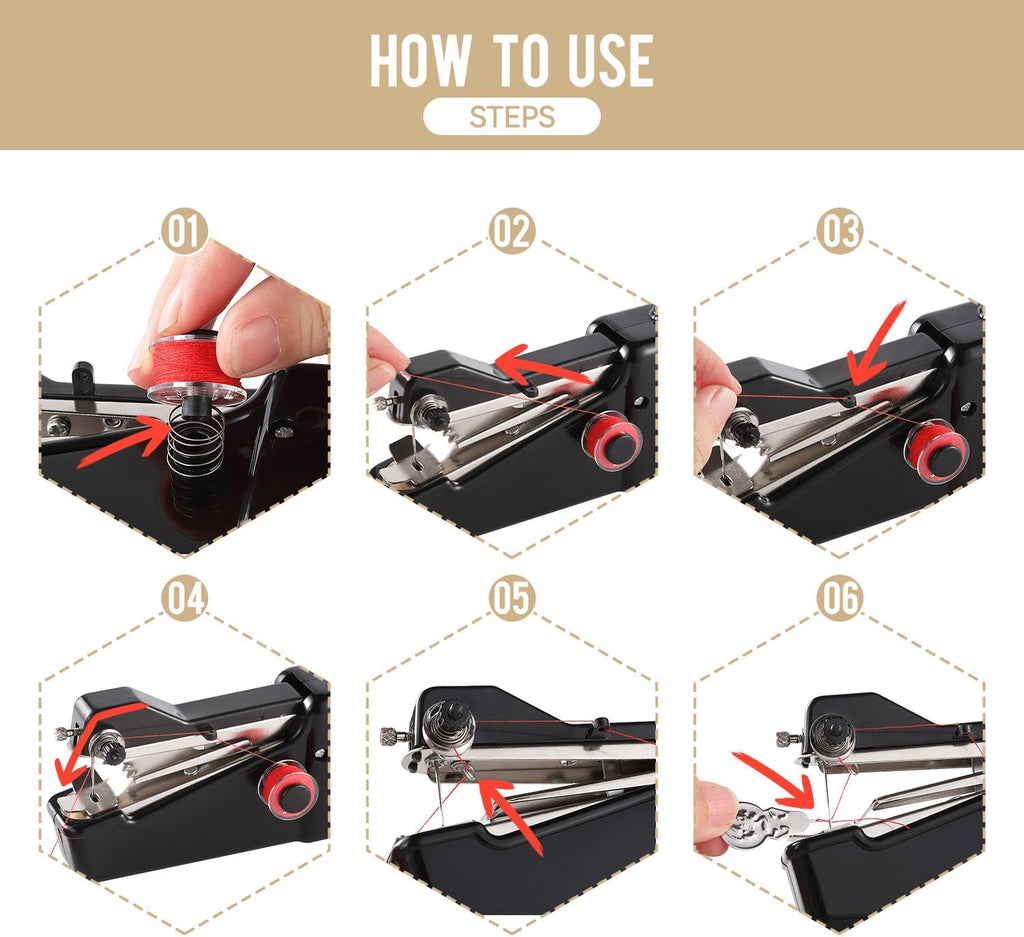 PREMIUM Portable Mini Electric Sewing Machine - Cordless Handheld for Quick Fabric Repairs & DIY Crafts, Ideal for Beginners