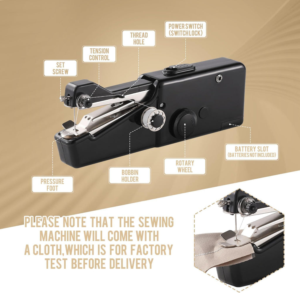 PREMIUM Portable Mini Electric Sewing Machine - Cordless Handheld for Quick Fabric Repairs & DIY Crafts, Ideal for Beginners