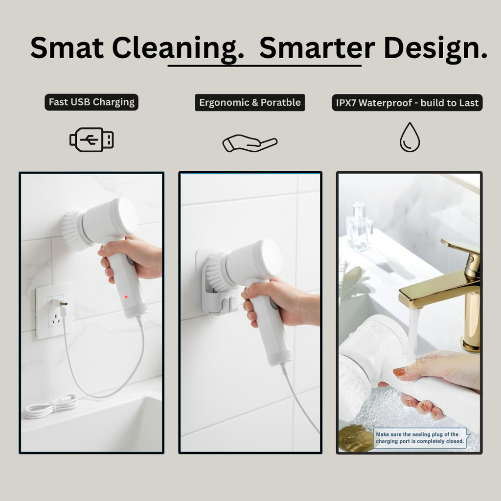 ScrubWhirl™ – 5-in-1 Spin Brush | For Tiles, Corners & More | Daily Cleaning